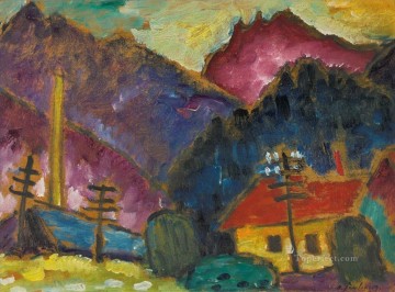 電信柱のある小さな風景 アレクセイ・フォン・ヤウレンスキー 表現主義 Oil Paintings